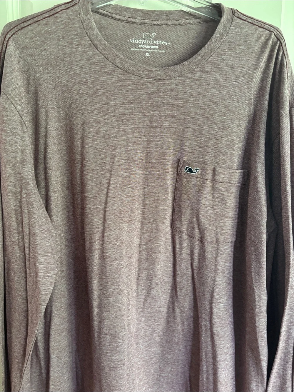 Vineyard Vines Men's Heather Plum Long-Sleeve Pocket Tee